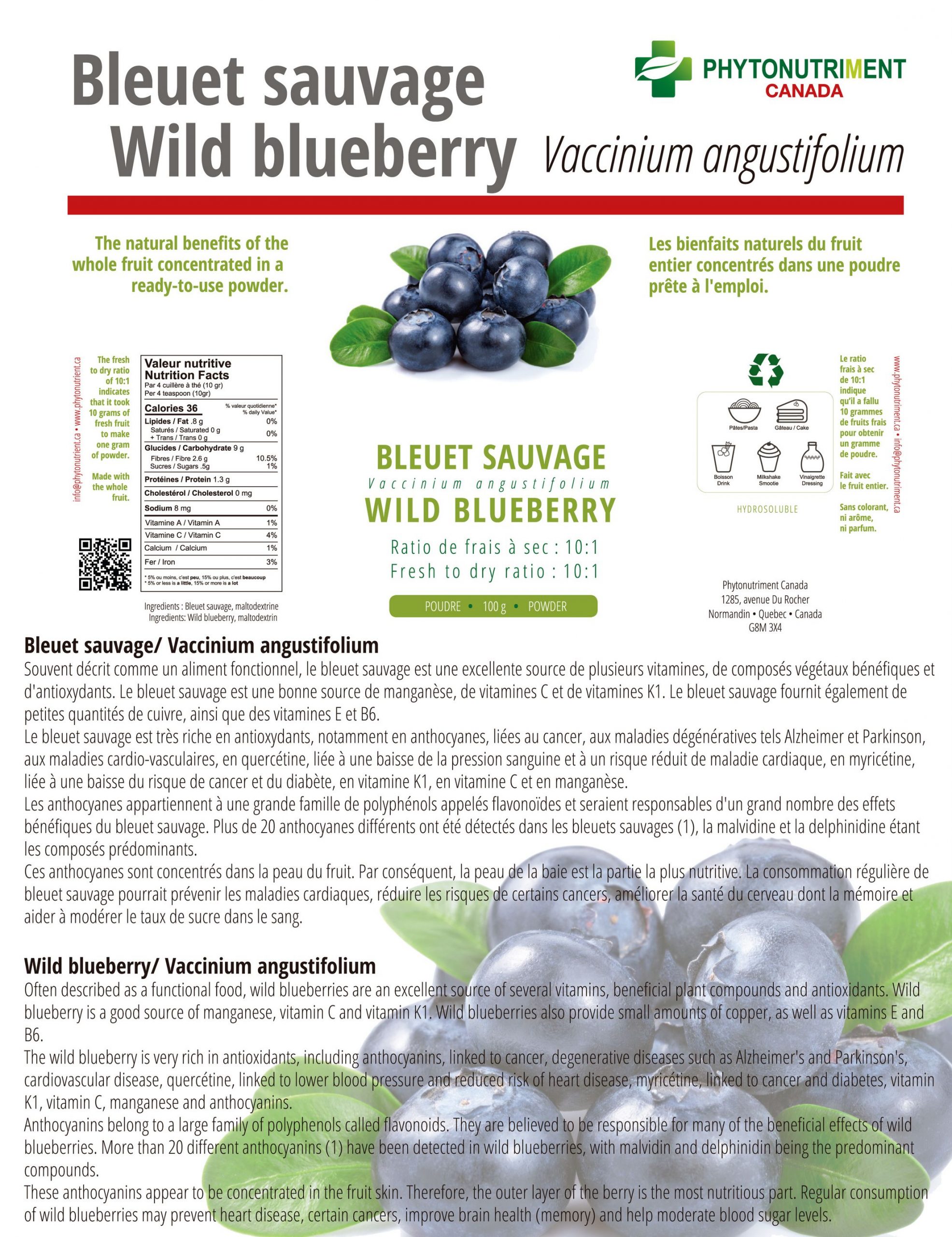 Bleuet Sauvage Vaccinium Angustufolium Phyto Canada Bleuet sauvage vaccinium angustufolium phyto canada